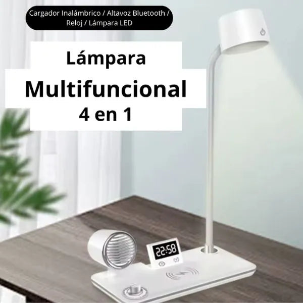 LAMPARA CARGADOR PARLANTE Y RELOJ 4 EN 1