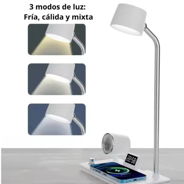 LAMPARA CARGADOR PARLANTE Y RELOJ 4 EN 1